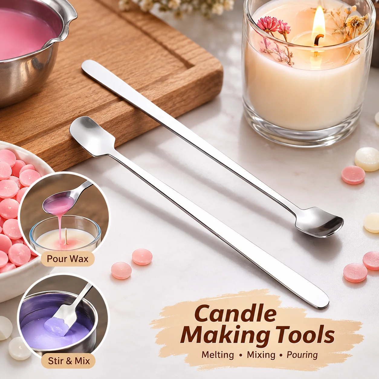 Candle Making Date Night - 1/2 SZT. Zestaw łyżek do robienia
